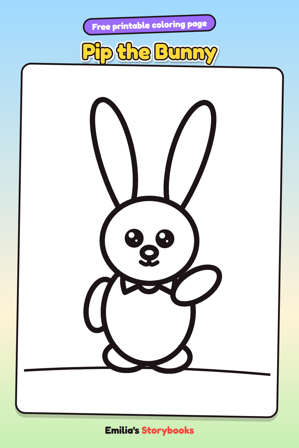 Pip the Bunny: a free printable coloring page from Emilia's Storybooks